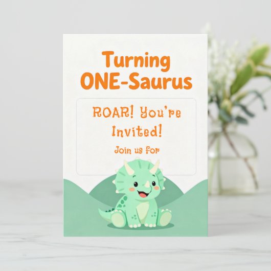 Dinosaur Birthday Party Invitation 招待状 (スタンド正面)