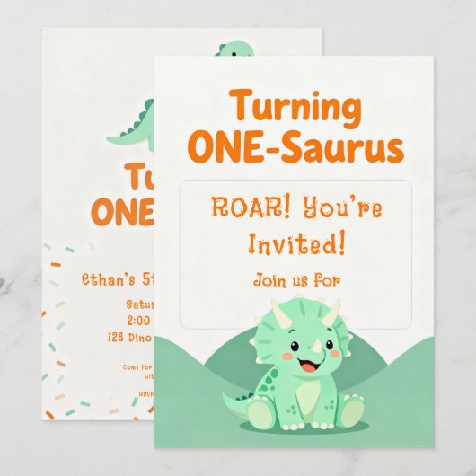 Dinosaur Birthday Party Invitation 招待状 (正面/裏面)