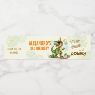 Dinosaur Birthday - Stomp Chomp Roar T-Rex Birthda ペットボトルラベル