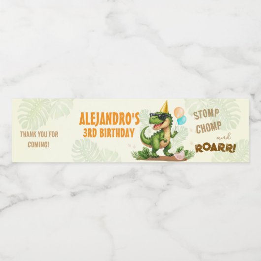 Dinosaur Birthday - Stomp Chomp Roar T-Rex Birthda ペットボトルラベル (シングルラベル)