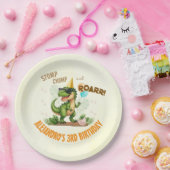 Dinosaur Birthday - Stomp Chomp Roar T-Rex Birthda ペーパープレート (パーティー)