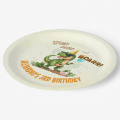 Dinosaur Birthday - Stomp Chomp Roar T-Rex Birthda ペーパープレート (アングル)