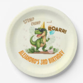 Dinosaur Birthday - Stomp Chomp Roar T-Rex Birthda ペーパープレート (正面)