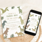 Dinosaur Birthday  Three Rex Boy 招待状