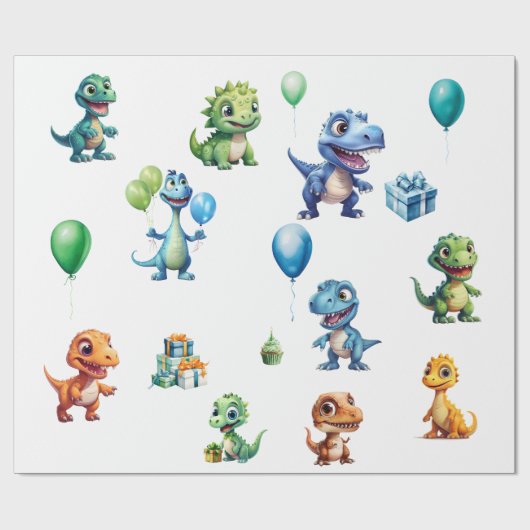 Dinosaur Birthday Wrapping Paper ラッピングペーパー (フラット)