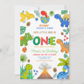 Dinosaur boy 1st birthday 招待状 (正面)