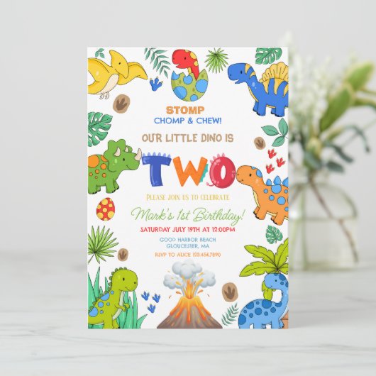 Dinosaur boy 2nd birthday 招待状 (スタンド正面)