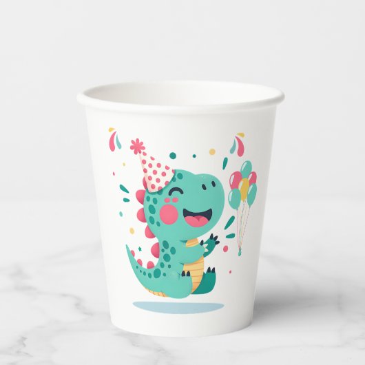 Dinosaur Boys Birthday Paper Cup | Party Tableware 紙コップ (正面)