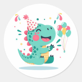 Dinosaur Boys Birthday Stickers | Dino Party Favor ラウンドシール