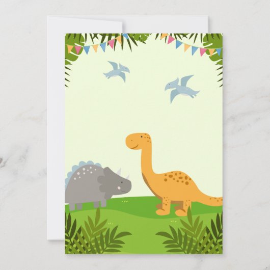  Dinosaur Cake Birthday Party 招待状 (裏面)