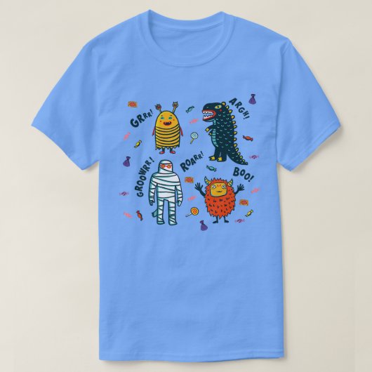 Dinosaur Candy Mummy Monster Bumble Bee Halloween  Tシャツ (デザイン正面)