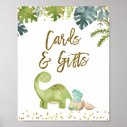 Dinosaur Cards and Gifts Sign ポスター (正面)