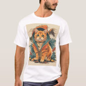 Dinosaur Cat Explorer Tシャツ (正面)