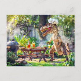 Dinosaur Chef at a Garden BBQ シーズンポストカード