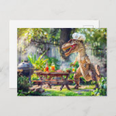 Dinosaur Chef at a Garden BBQ シーズンポストカード (正面/裏面)