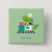 Dinosaur chef badge 缶バッジ (正面)