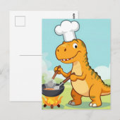 Dinosaur Chef Cooking Funny ポストカード (正面/裏面)