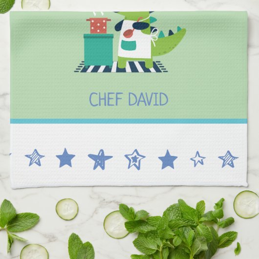 Dinosaur Chef Kitchen Towel キッチンタオル (折り畳み)