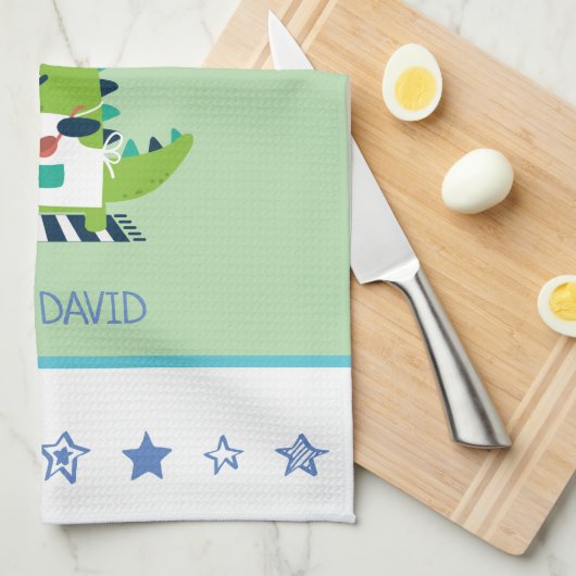 Dinosaur Chef Kitchen Towel キッチンタオル (四つ折り)