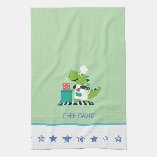 Dinosaur Chef Kitchen Towel キッチンタオル (縦)