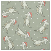 Dinosaur Christmas Boy Santa Claus Dino T-Rex Sage ファブリック (見本)