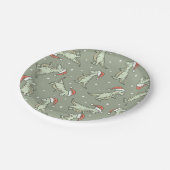 Dinosaur Christmas Boy Santa Claus Dino T-Rex Sage ペーパープレート (アングル)