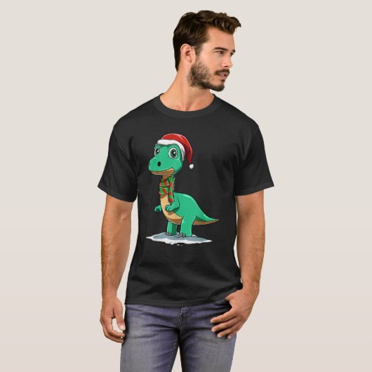 Dinosaur Christmas Dinosaur Lover Santa Dinosaur C Tシャツ (正面フル)