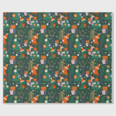 Dinosaur Christmas Party Green  ラッピングペーパー (フラット)