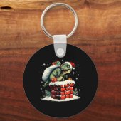 Dinosaur Christmas Santa Xmas  キーホルダー (正面)