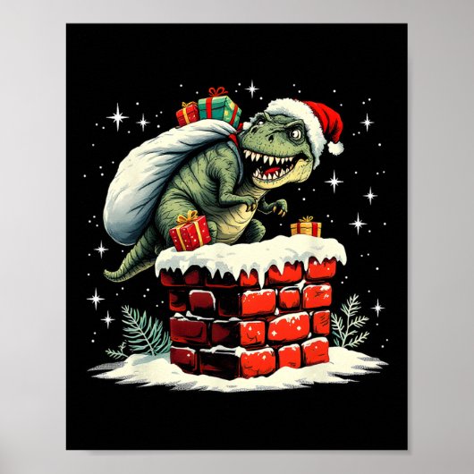 Dinosaur Christmas Santa Xmas  ポスター (正面)