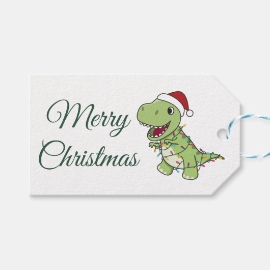 Dinosaur Christmas Snow Winter T-Rex Dino Adult Cl ギフトタグ (正面(横))