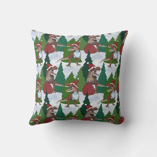 Dinosaur Christmas T-Rex Santa クッション (裏面)