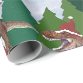 Dinosaur Christmas T-Rex Santa ラッピングペーパー (ロールコーナー)