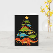 Dinosaur Christmas Tree Dino Trex Dinosaur Lover C カード (黄色い花)