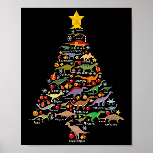 Dinosaur Christmas Tree Dino Trex Paleontologist X ポスター (正面)