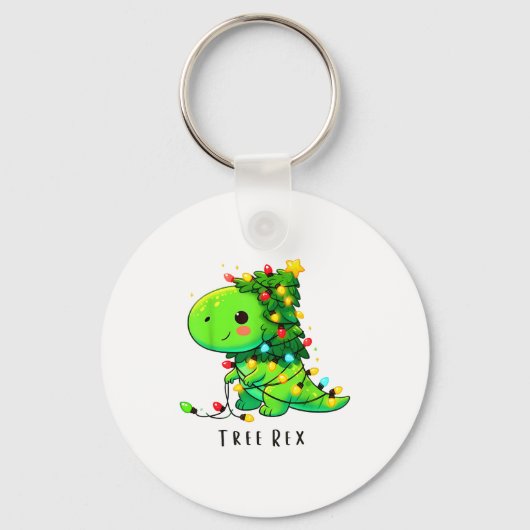 Dinosaur Christmas Tree Rex Pajamas Men Boys Xmas  キーホルダー (正面)