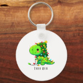 Dinosaur Christmas Tree Rex Pajamas Men Boys Xmas  キーホルダー (正面)