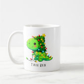 Dinosaur Christmas Tree Rex Pajamas Men Boys Xmas コーヒーマグカップ (左)