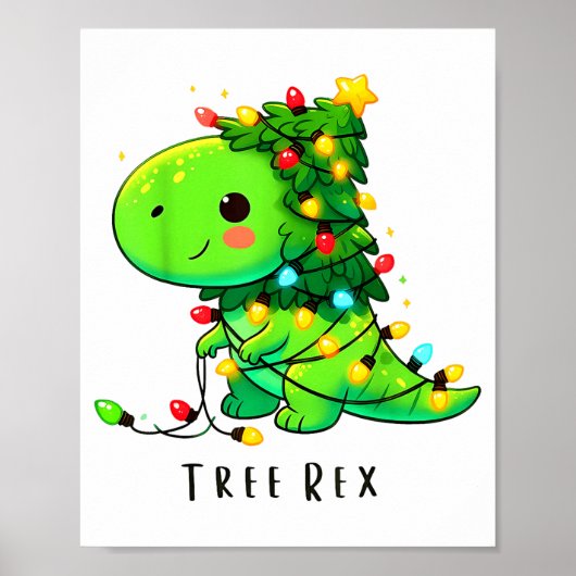 Dinosaur Christmas Tree Rex Pajamas Men Boys Xmas  ポスター (正面)