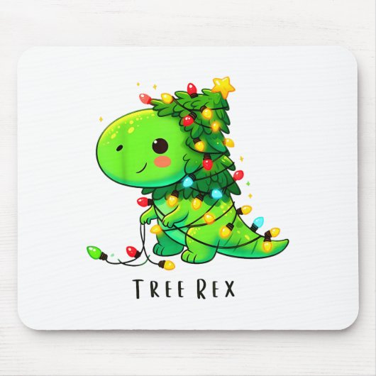 Dinosaur Christmas Tree Rex Pajamas Men Boys Xmas  マウスパッド (正面)