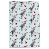 Dinosaur Christmas Wrapping Paper Roll ミディアムペーパーバッグ (正面)
