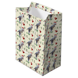 Dinosaur Christmas Wrapping Paper Roll ミディアムペーパーバッグ
