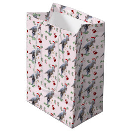 Dinosaur Christmas Wrapping Paper Roll ミディアムペーパーバッグ