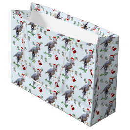 Dinosaur Christmas Wrapping Paper Roll ラージペーパーバッグ