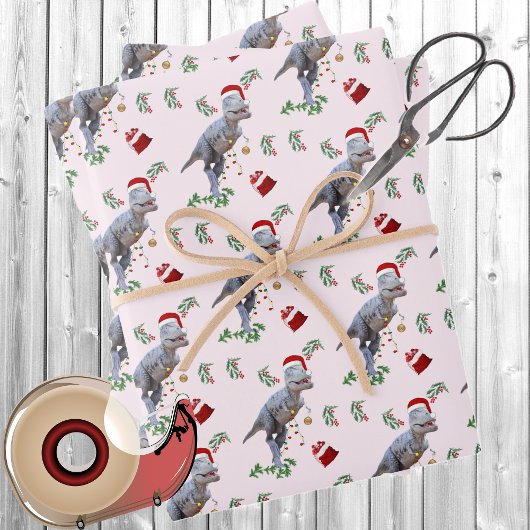 Dinosaur Christmas Wrapping Paper Sheets ラッピングペーパーシート