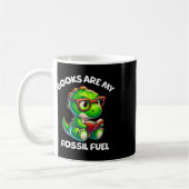 Dinosaur Ck To School Reading Books Funny Quote コーヒーマグカップ (左)