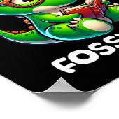 Dinosaur Ck To School Reading Books Funny Quote  ポスター (角)