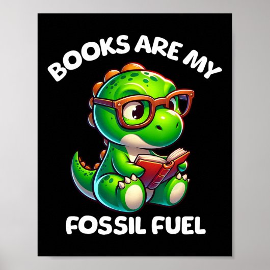 Dinosaur Ck To School Reading Books Funny Quote  ポスター (正面)