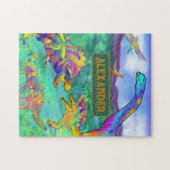 dinosaur colorful personalized ジグソーパズル (横)
