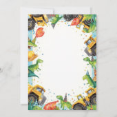 Dinosaur Construction Truck Birthday Invitatio 招待状 (裏面)